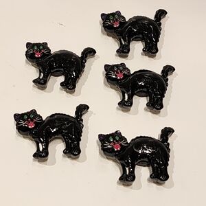 5 Black Cat Halloween Magnets